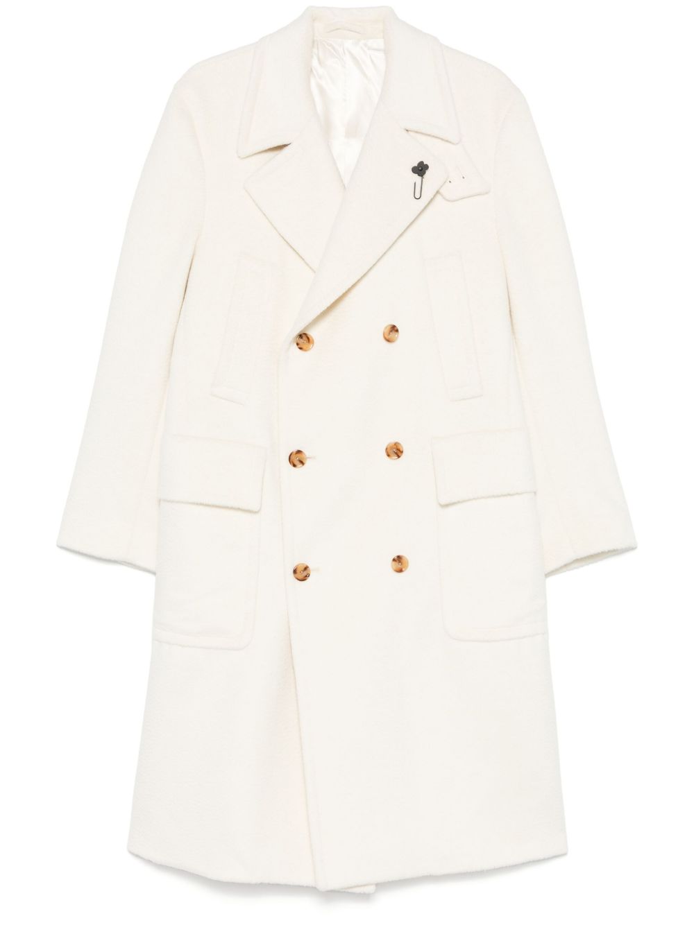 Maison-Kitsune Double Breasted Coats Men Lardini double-breasted Coat White