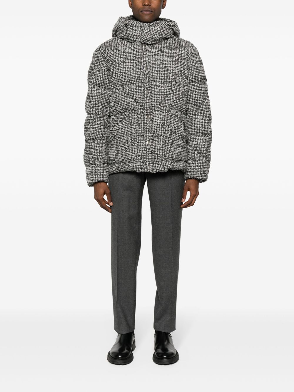 Maison-Kitsune Down Jackets Men Lardini Checked Padded Jacket Black
