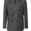Maison-Kitsune Lardini Felted Suit Grey Men Double Breasted Suits
