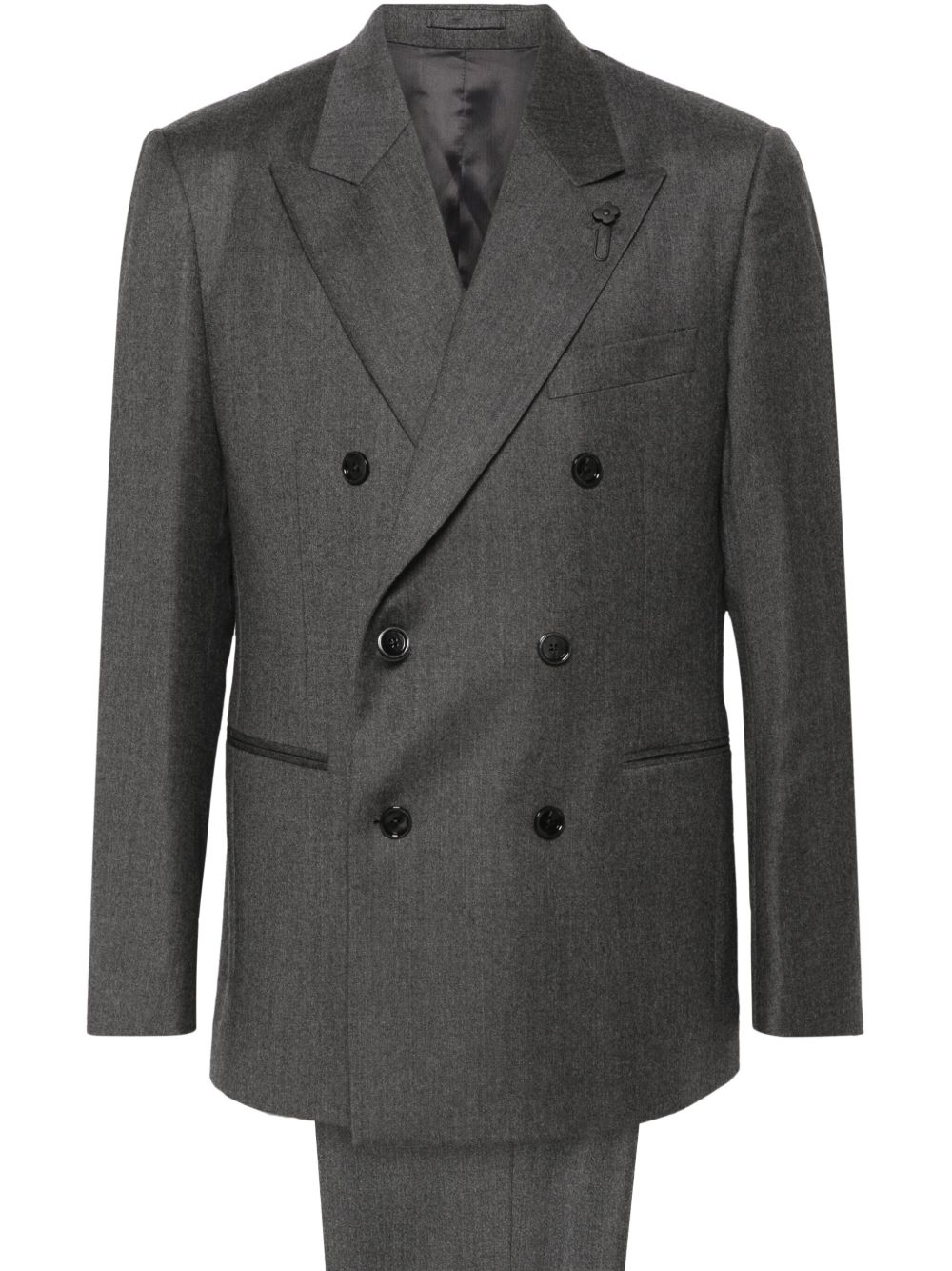 Maison-Kitsune Lardini Felted Suit Grey Men Double Breasted Suits