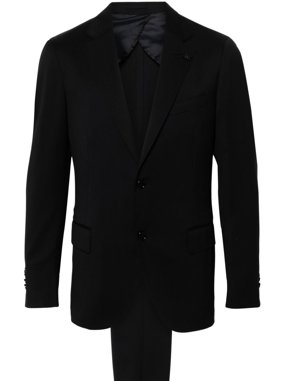 Maison-Kitsune Single Breasted Suits Men Lardini brooch-detail Suit Blue