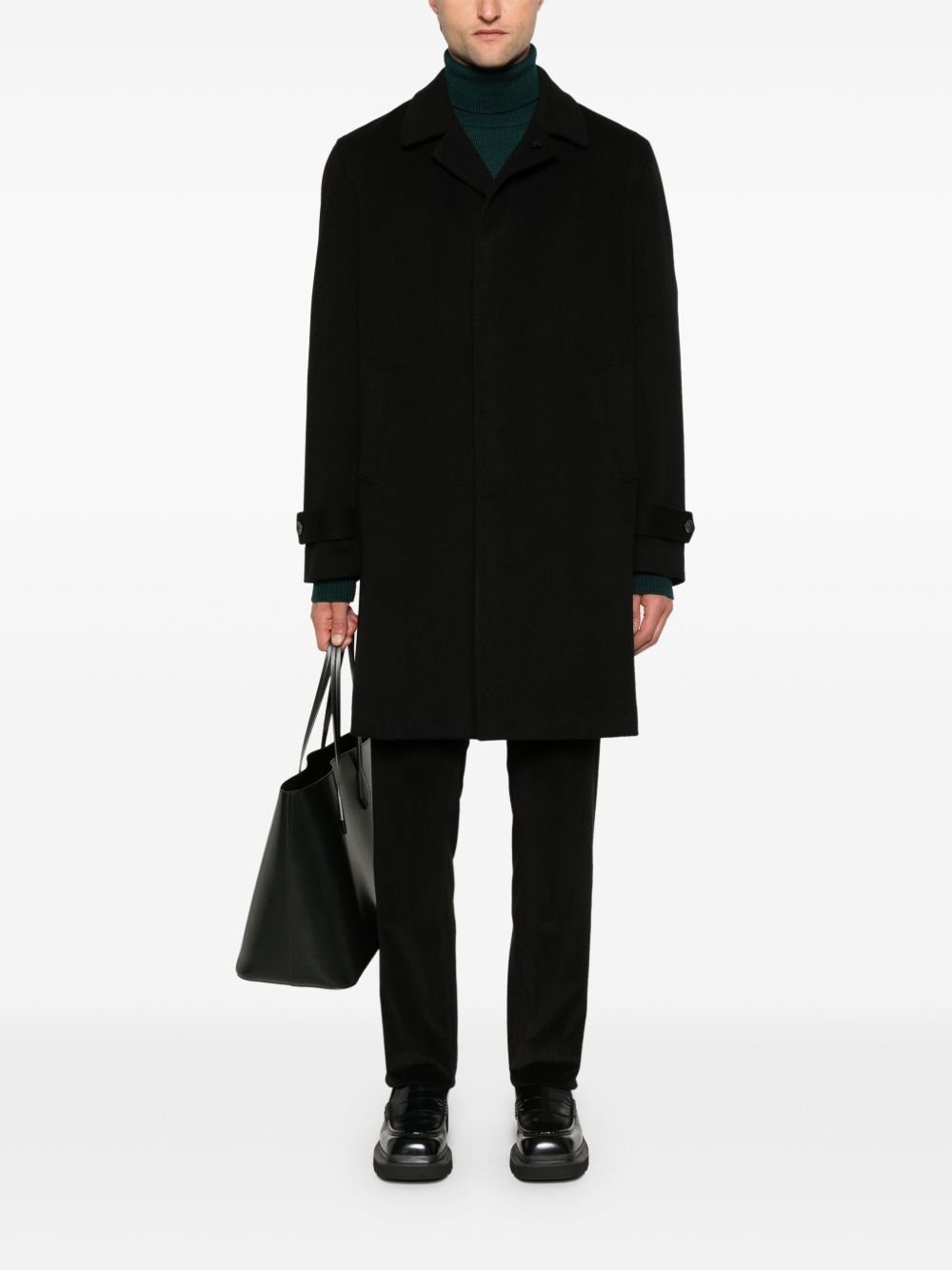 Lardini virgin-wool single-breasted Coat Black Men Single Breasted Coats Maison-Kitsune