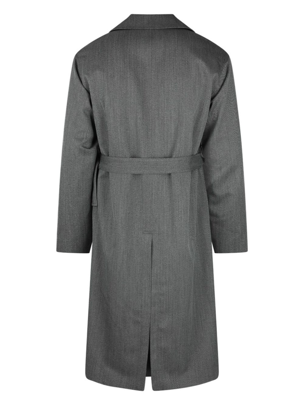 Men Double Breasted Coats Maison-Kitsune Lardini brooch-detail Coat Grey