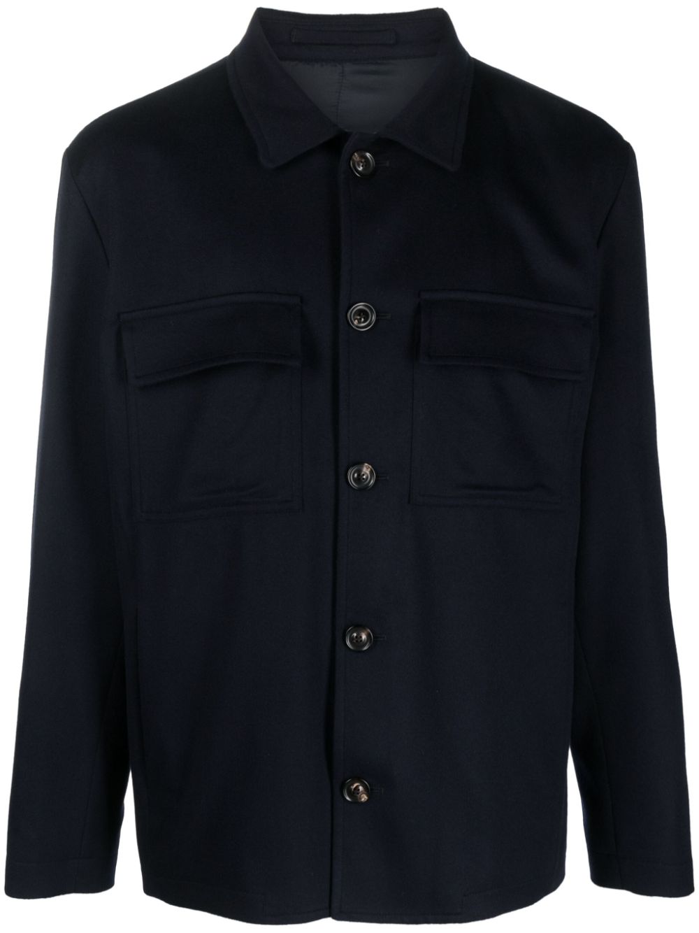 Lardini wool-cashmere Shirt Jacket Blue Men Shirt Jackets Maison-Kitsune