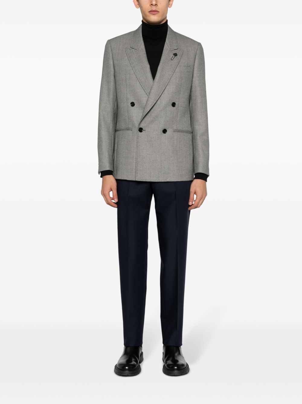 Men Tailored Pants Maison-Kitsune Lardini mid-rise Wool Blend Tailored Trousers Blue