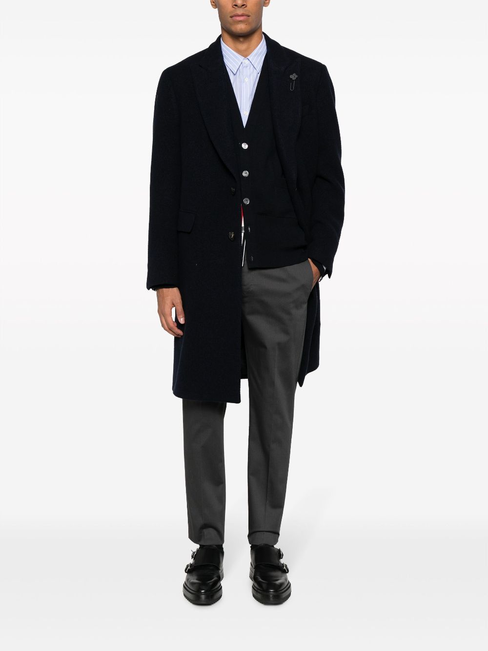 Lardini single-breasted Wool Blend Coat Blue Men Single Breasted Coats Maison-Kitsune