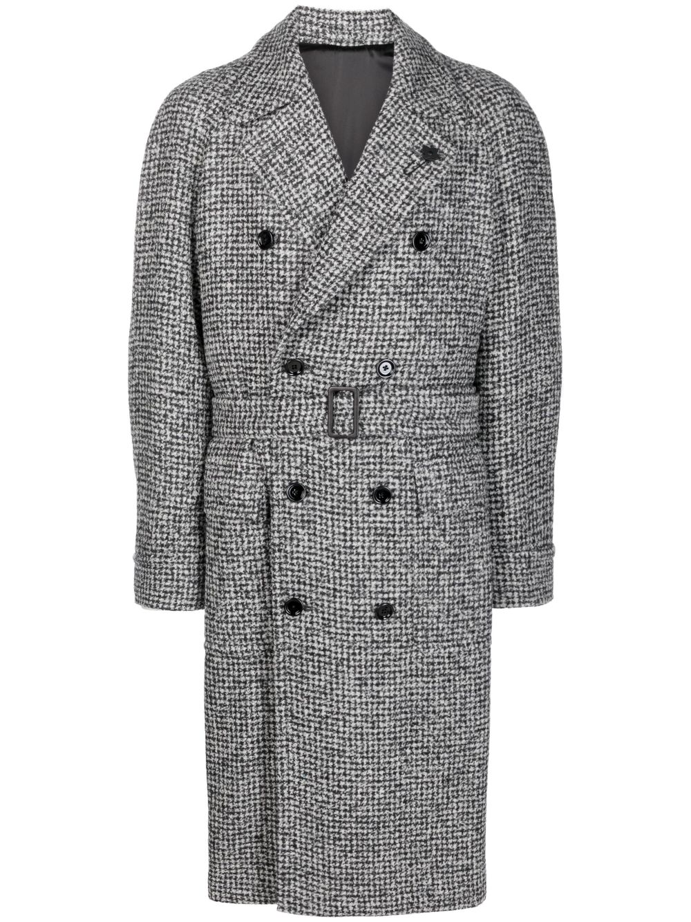 Lardini Belted double-breasted Coat Black Maison-Kitsune Men Double Breasted Coats