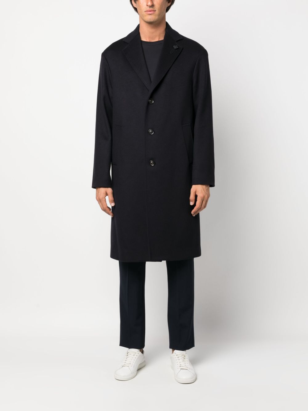 Maison-Kitsune Single Breasted Coats Men Lardini single-breasted Wool Coat Blue