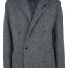 Maison-Kitsune Blazers Men Lardini mélange-effect Knitted Blazer Grey