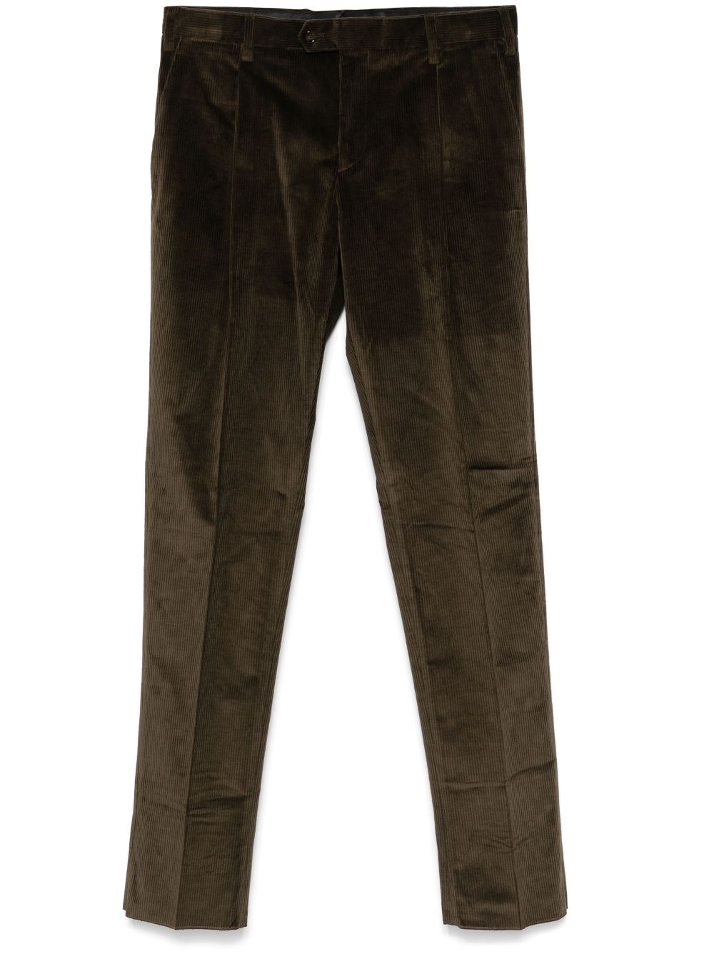 Maison-Kitsune Regular-Fit & Straight Leg Pants Men Lardini Corduroy Trousers Green