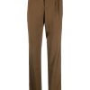 Maison-Kitsune Tailored Pants Men Lardini Pleated Wool Trousers Brown
