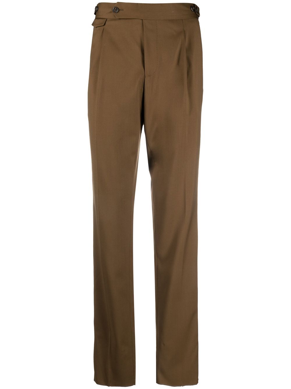 Maison-Kitsune Tailored Pants Men Lardini Pleated Wool Trousers Brown