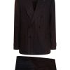 Maison-Kitsune Lardini Pinstripe two-piece Suit Grey Men Double Breasted Suits
