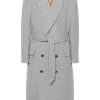 Maison-Kitsune Double Breasted Coats Men Lardini Belted Coat Grey