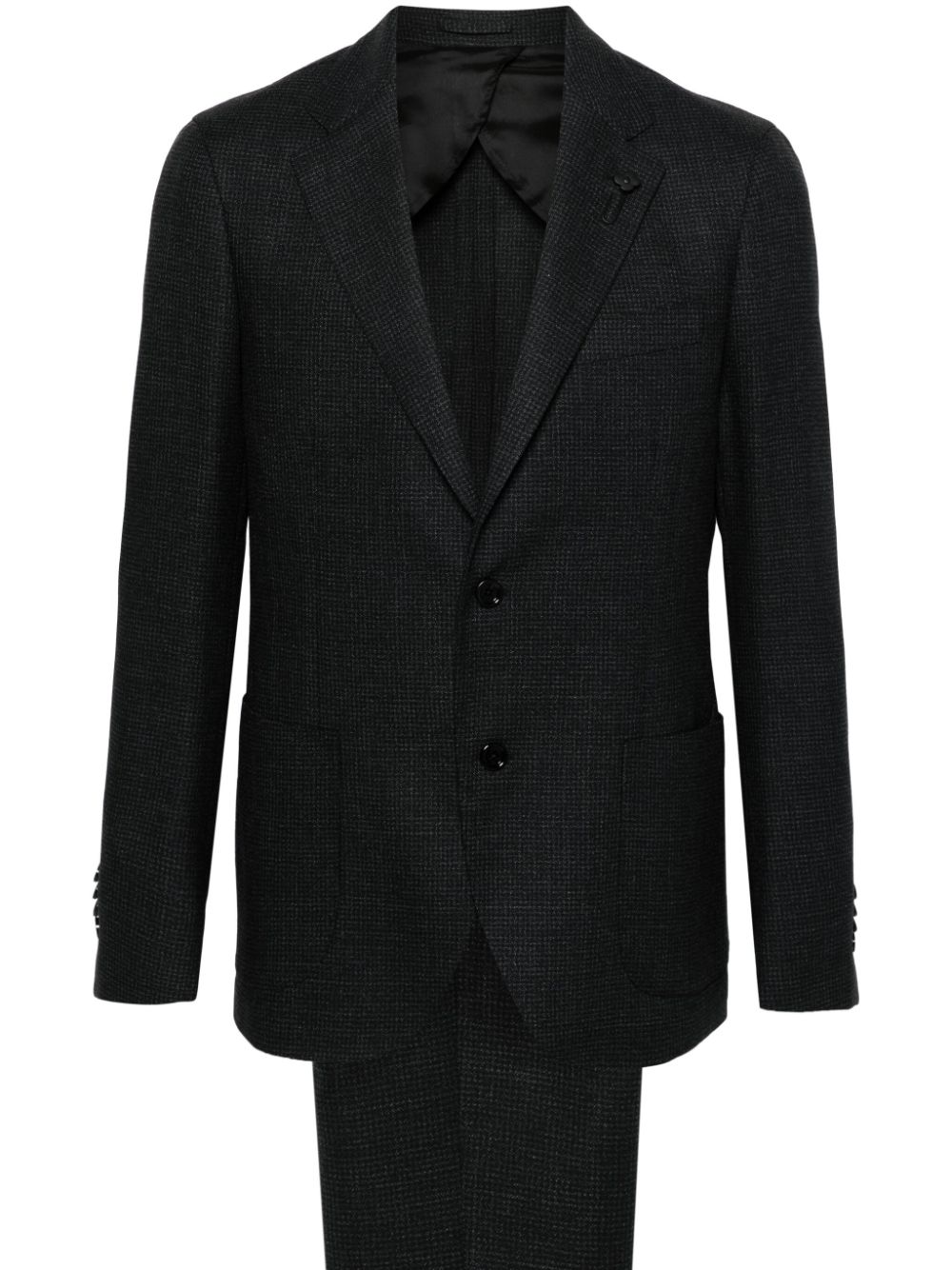 Men Single Breasted Suits Maison-Kitsune Lardini Dogtooth Suit Black