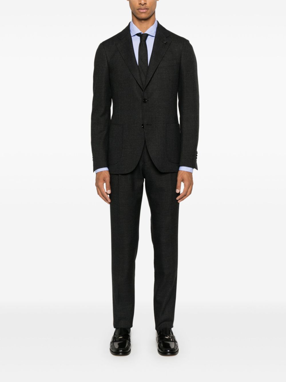 Men Single Breasted Suits Maison-Kitsune Lardini Dogtooth Suit Black