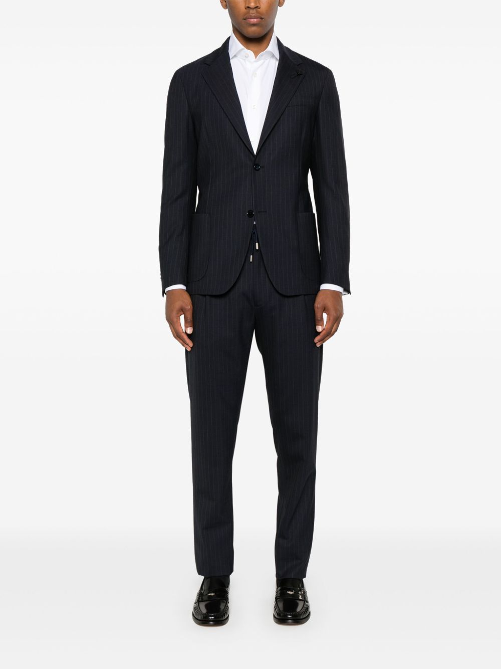 Lardini Pinstriped Suit Blue Maison-Kitsune Men Single Breasted Suits