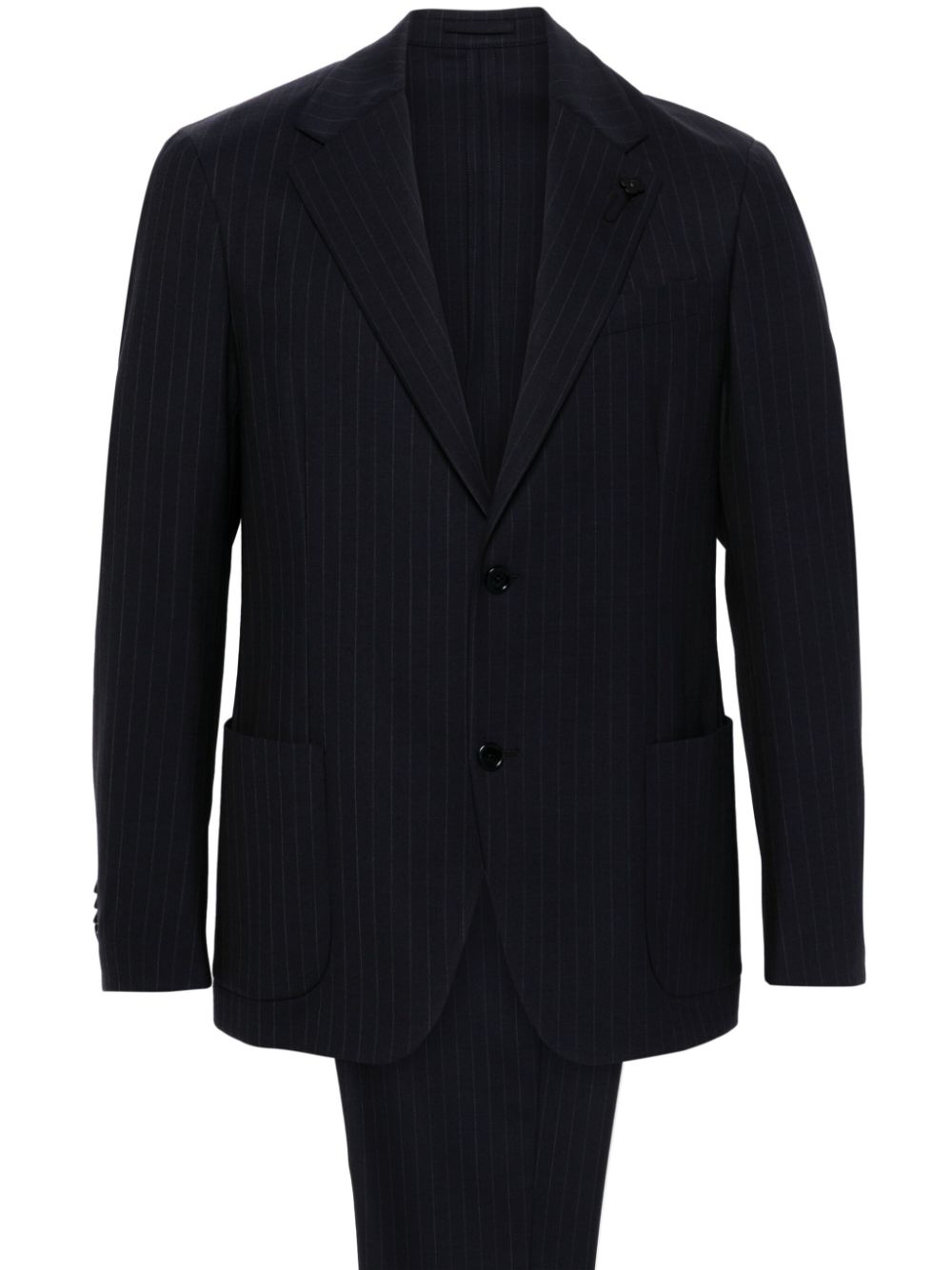 Lardini Pinstriped Suit Blue Maison-Kitsune Men Single Breasted Suits