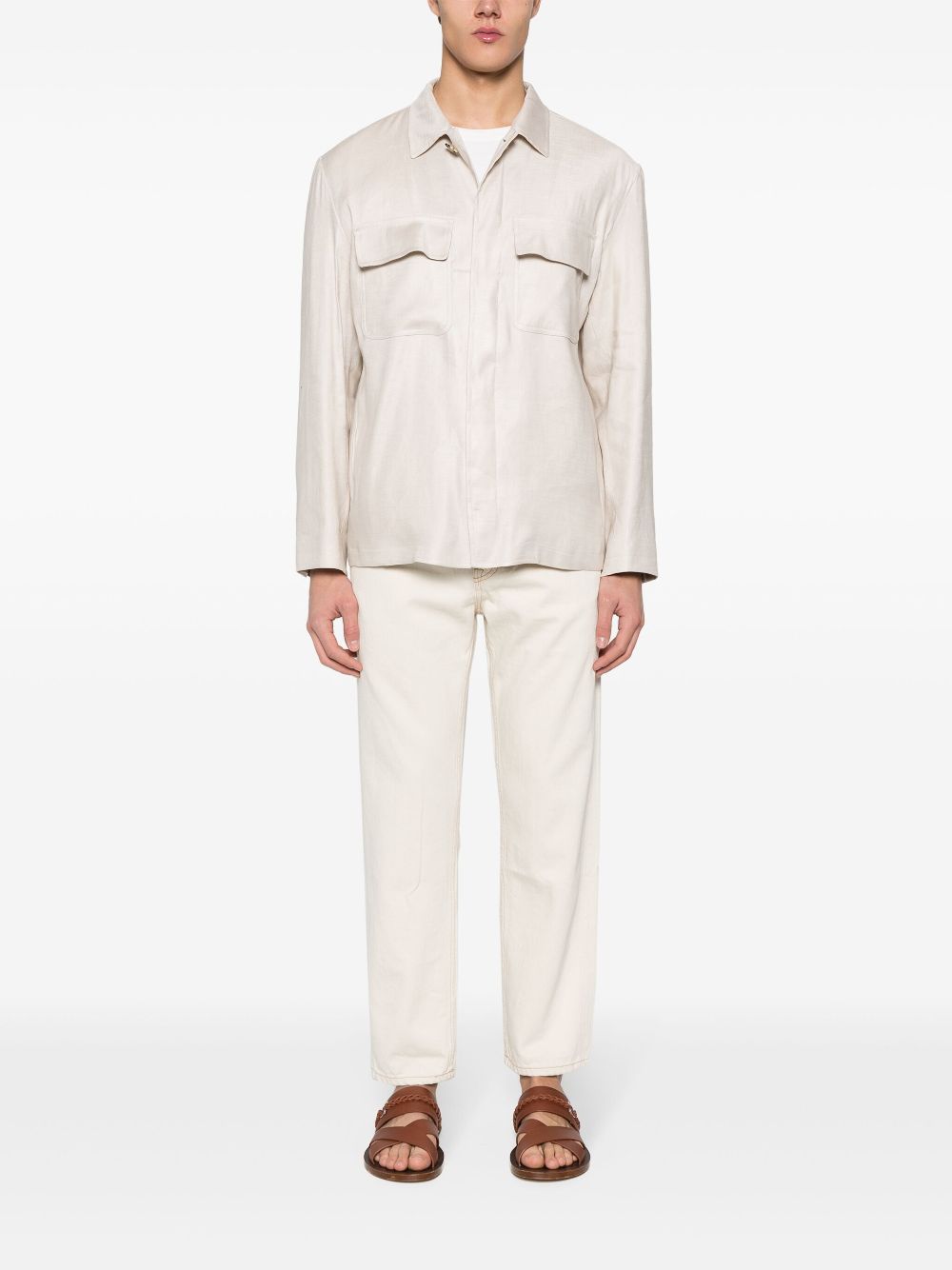 Lardini classic-collar Shirt Jacket Neutrals Maison-Kitsune Men Shirt Jackets