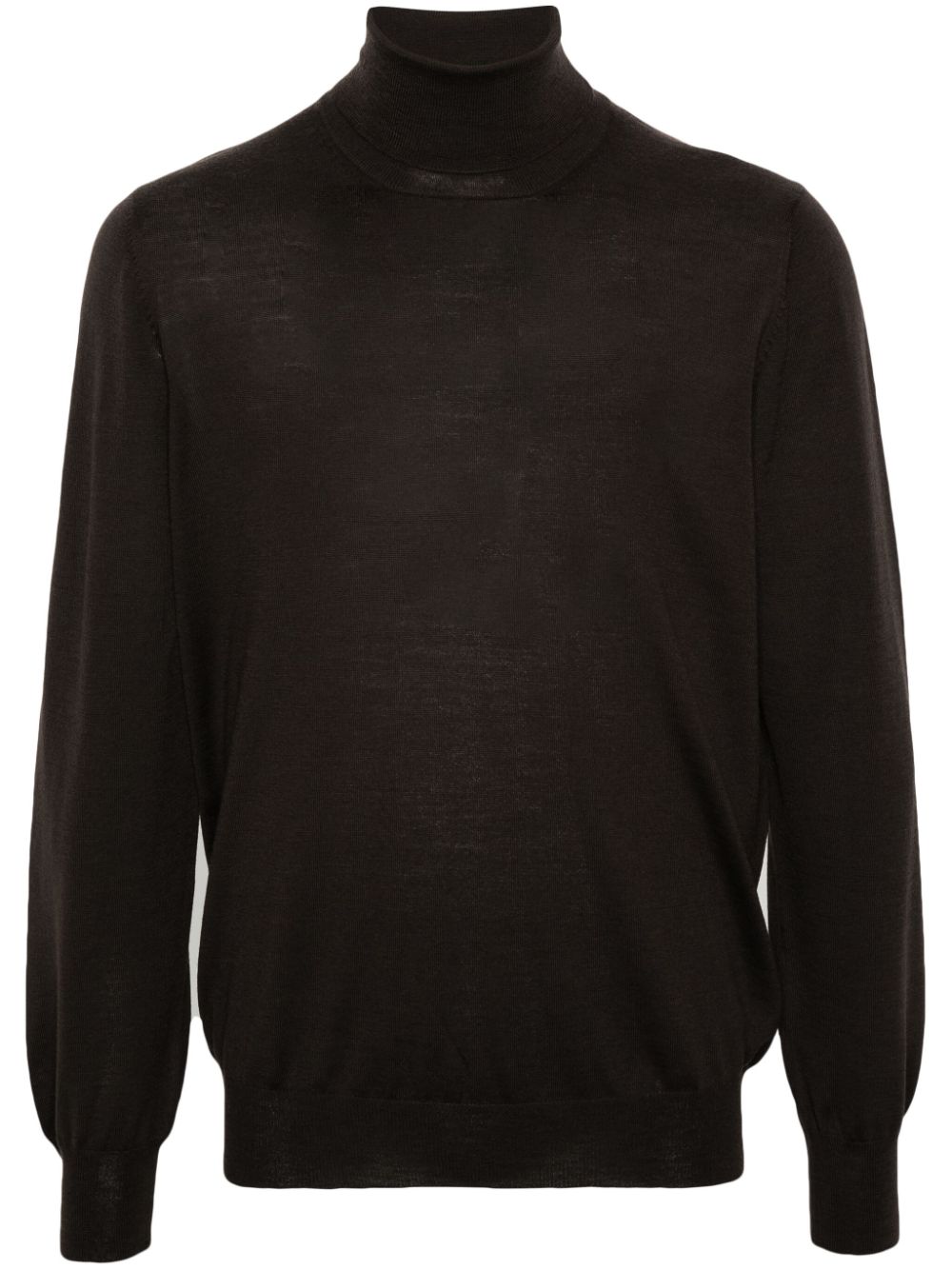 Maison-Kitsune Knitted Sweaters Men Lardini fine-knit Virgin Wool Jumper Brown