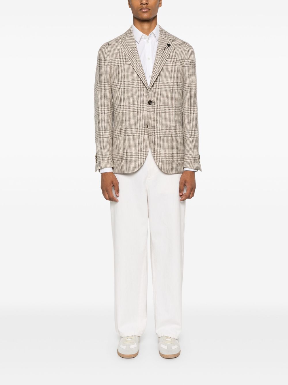 Maison-Kitsune Lardini single-breasted Checked Blazer Brown Men Blazers