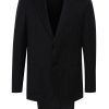 Maison-Kitsune Single Breasted Suits Men Lardini Pinstriped Wool Suit Blue