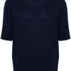 Maison-Kitsune Lardini Ribbed short-sleeve Jumper Blue Men Knitted Sweaters