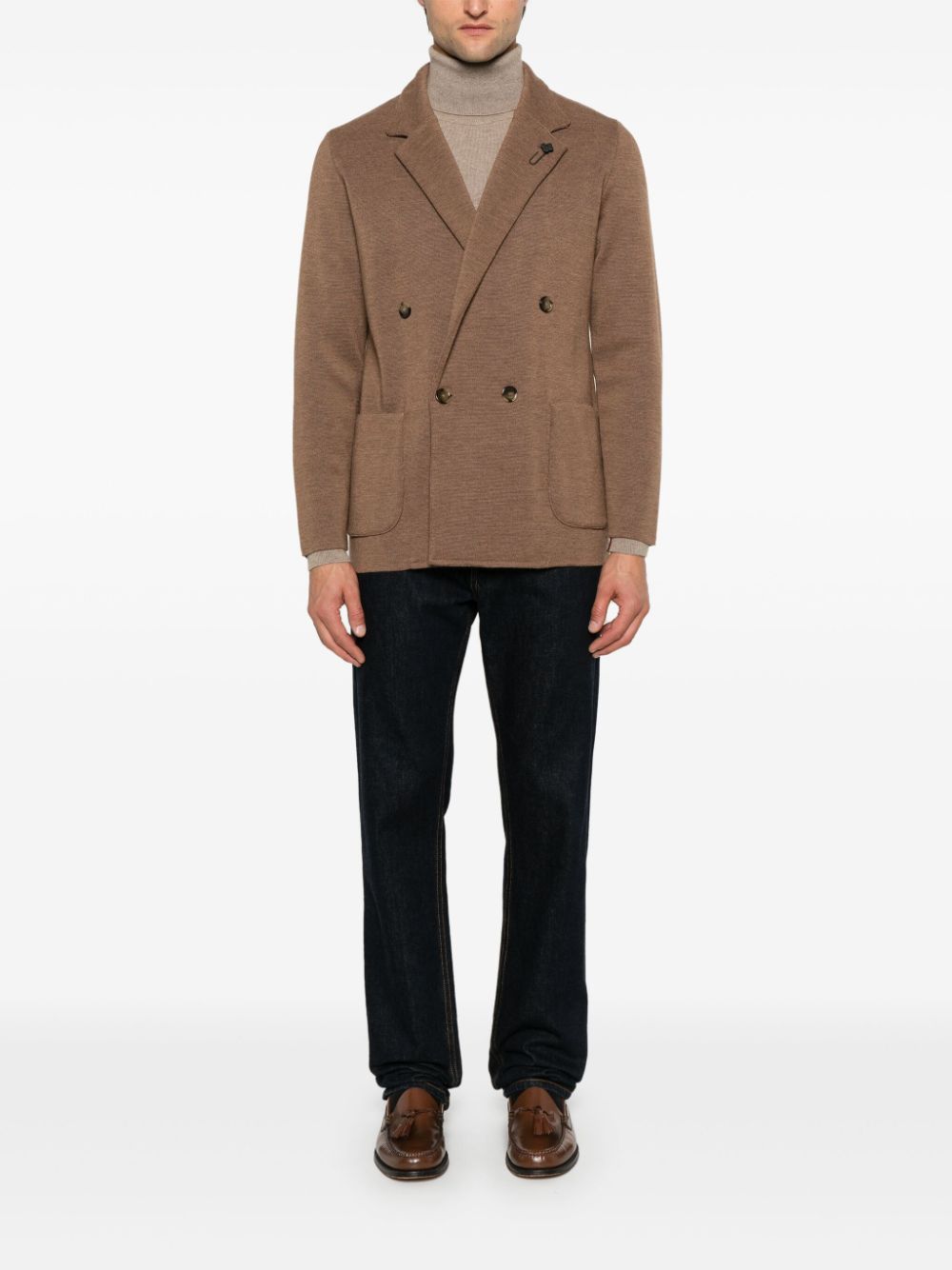 Maison-Kitsune Lardini Virgin Wool Blazer Brown Men Blazers