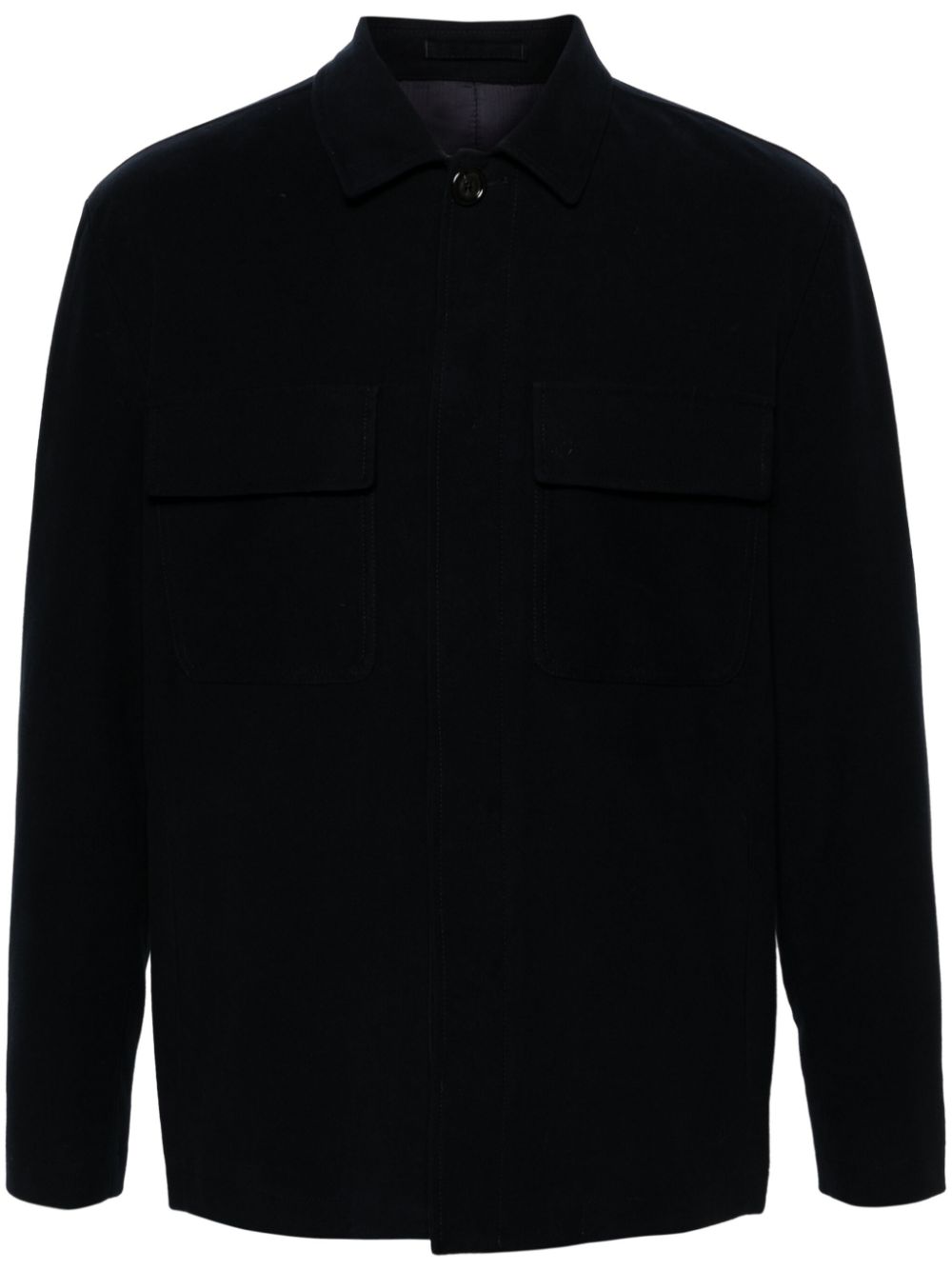 Maison-Kitsune Lardini spread-collar Shirt Jacket Blue Men Shirt Jackets