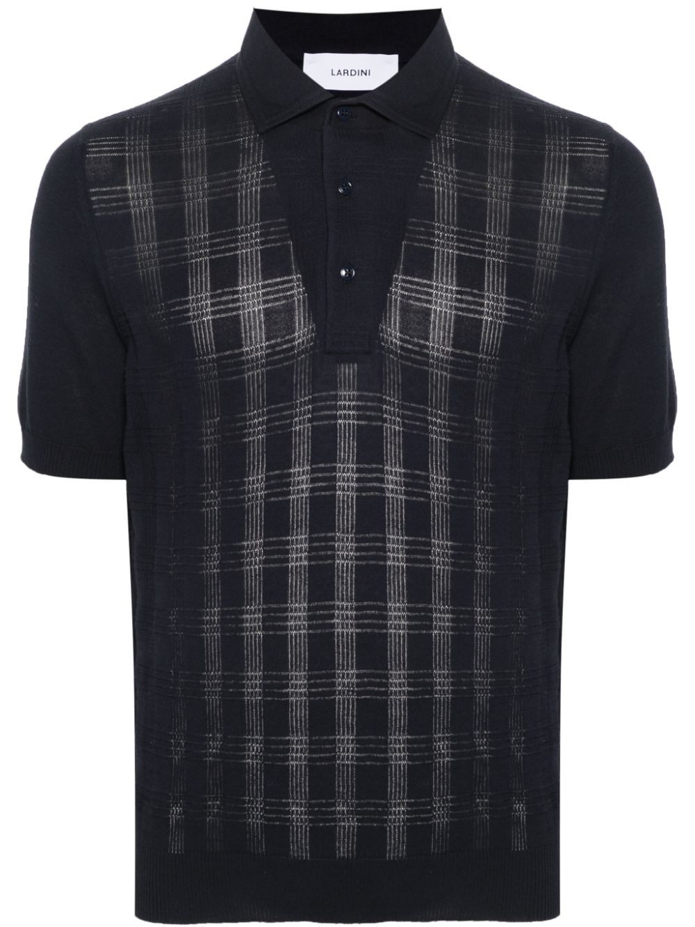 Maison-Kitsune Lardini Checked Cotton Polo Shirt Blue Men Polo Shirts