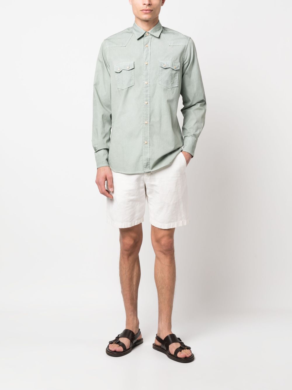 Lardini long-sleeve Cotton Shirt Green Men Shirts Maison-Kitsune