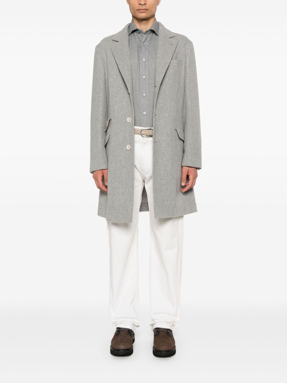 Maison-Kitsune Shirts Men Lardini wingtip-collar Shirt Grey