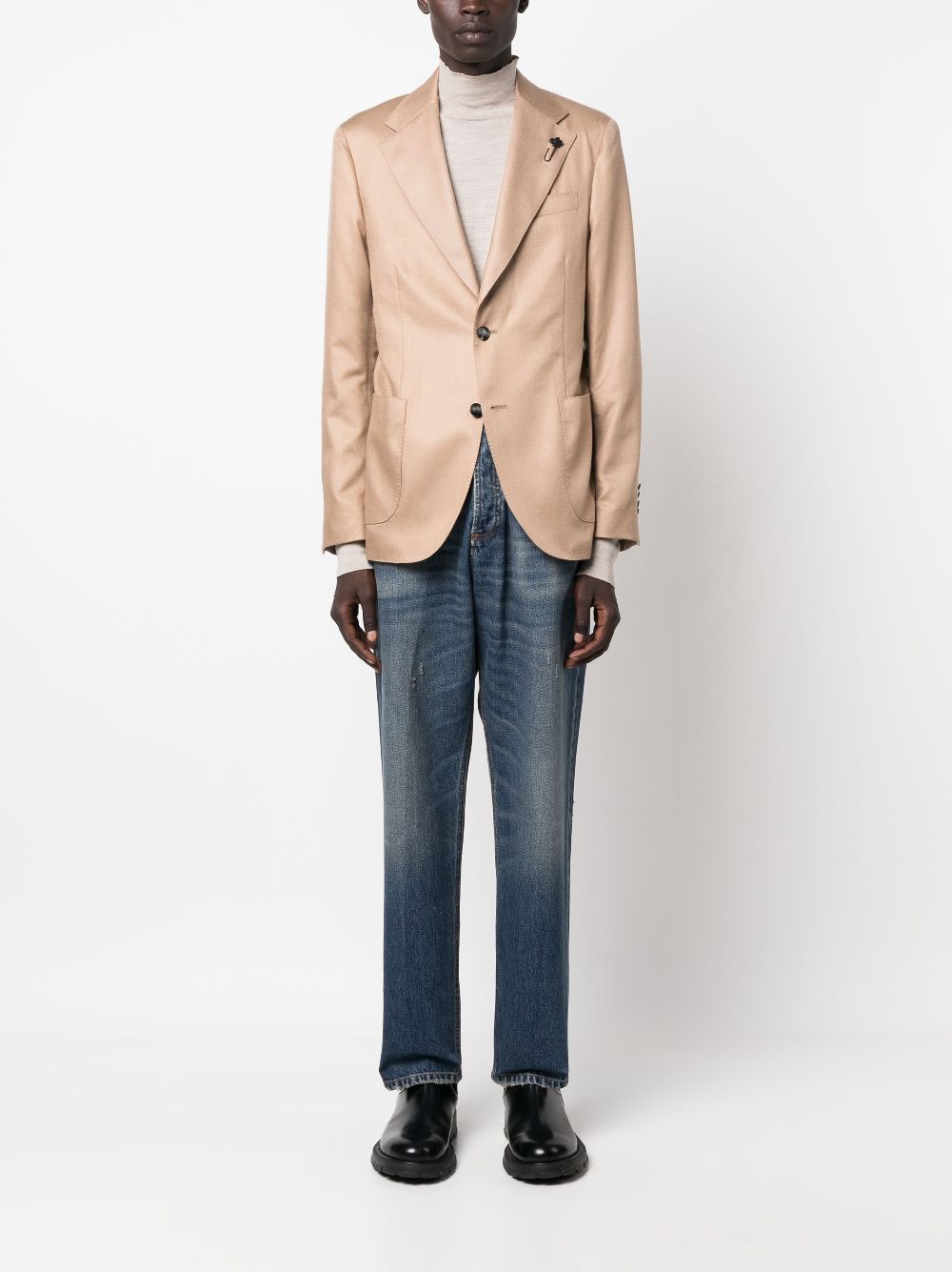 Maison-Kitsune Regular & Straight-Leg Jeans Men Lardini Distressed straigh-leg Jeans Blue