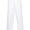 Maison-Kitsune Lardini mid-rise Tapered Cotton Trousers White Men Tapered Pants
