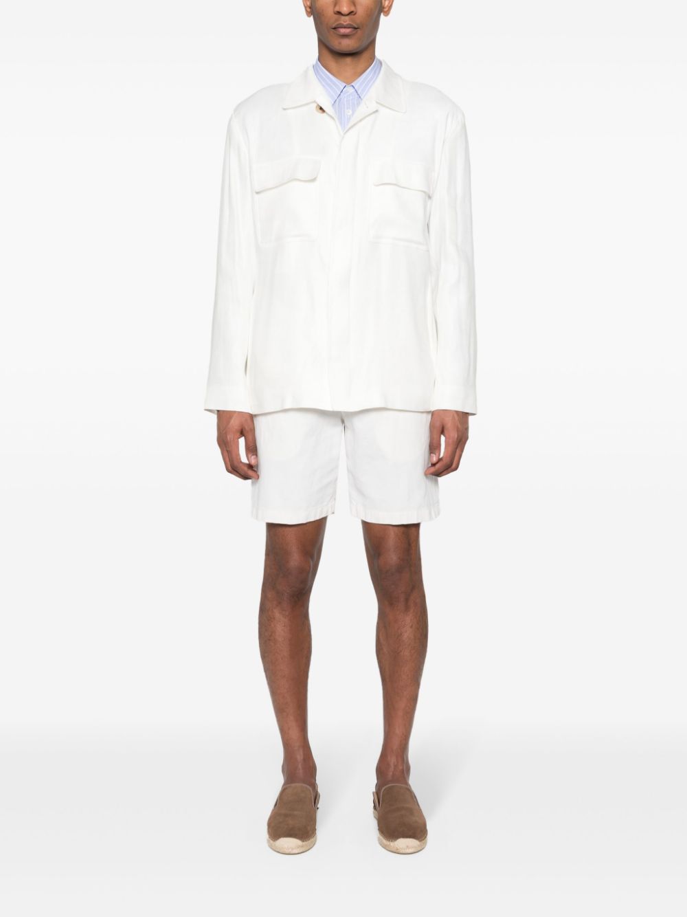 Lardini Twill Shirt Jacket White Men Shirt Jackets Maison-Kitsune
