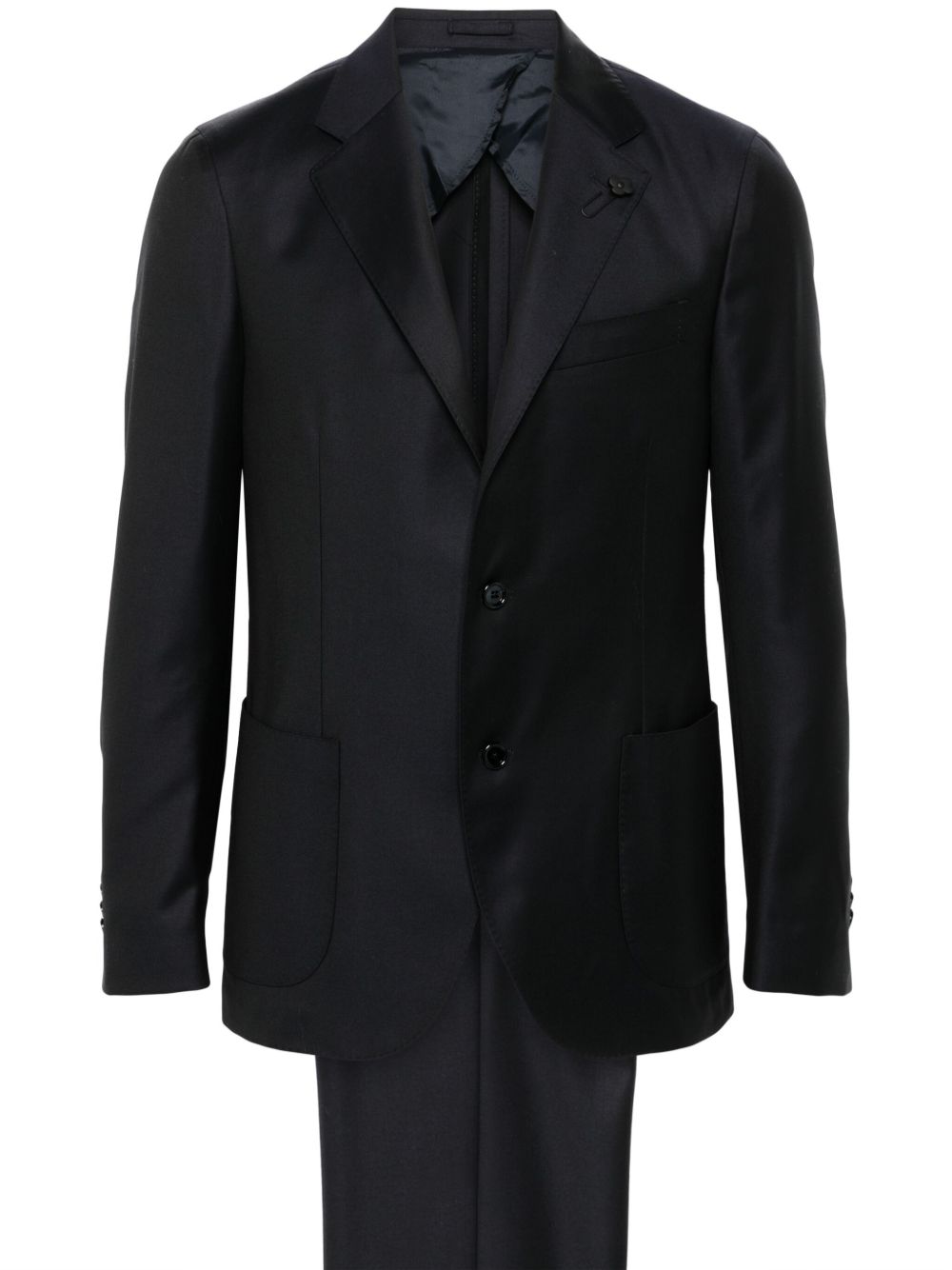 Maison-Kitsune Lardini logo-brooch Suit Blue Men Double Breasted Suits
