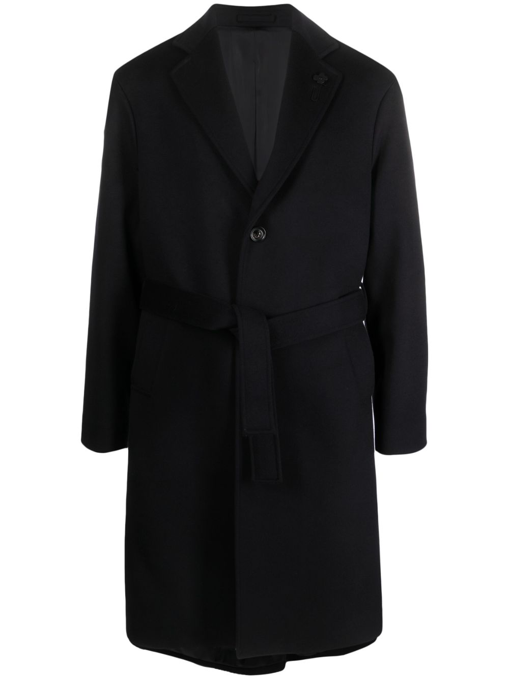Lardini tied-waist Wool Coat Blue Men Single Breasted Coats Maison-Kitsune