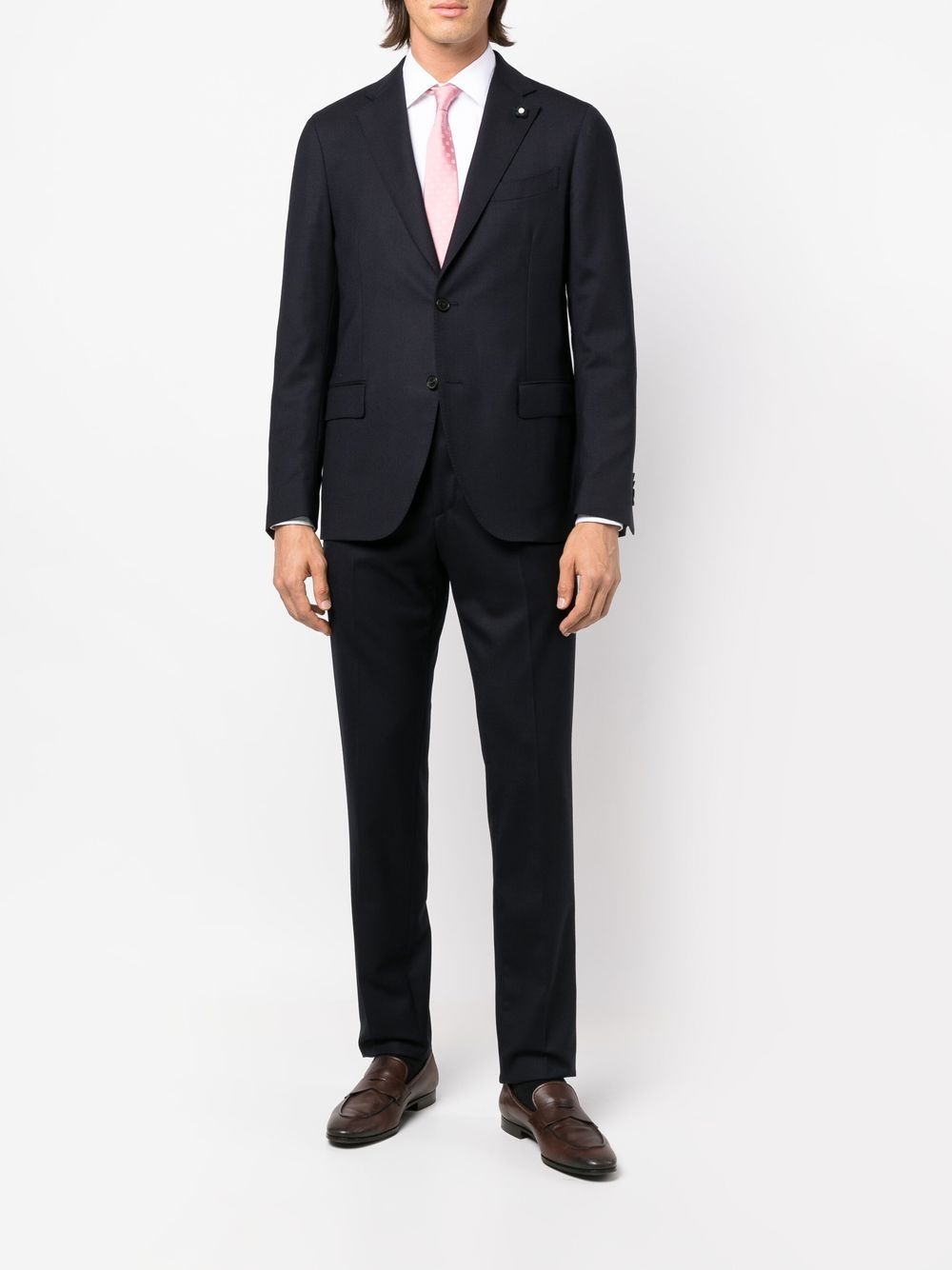 Men Single Breasted Suits Maison-Kitsune Lardini single-breasted slim-cut Suit Blue