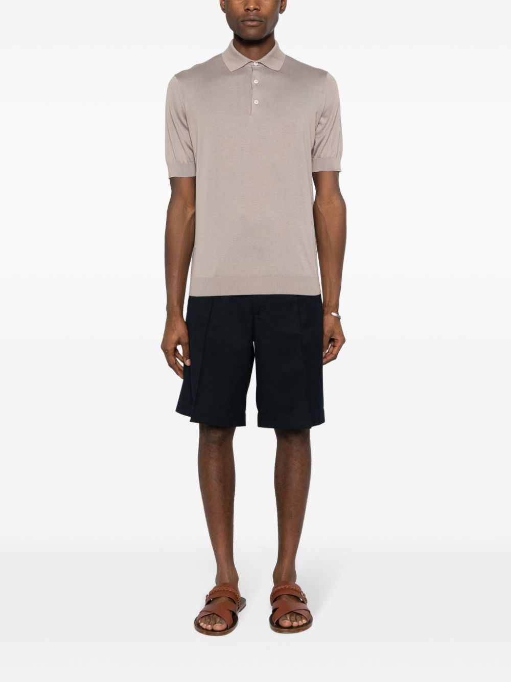 Lardini Knitted Polo Shirt Grey Maison-Kitsune Men Polo Shirts