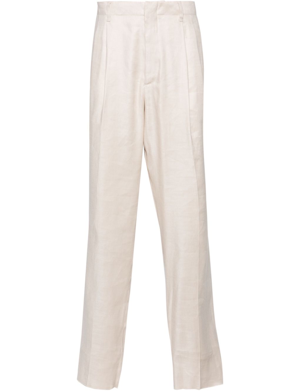 Maison-Kitsune Tapered Pants Men Lardini linen-blend Tapered Trousers Neutrals