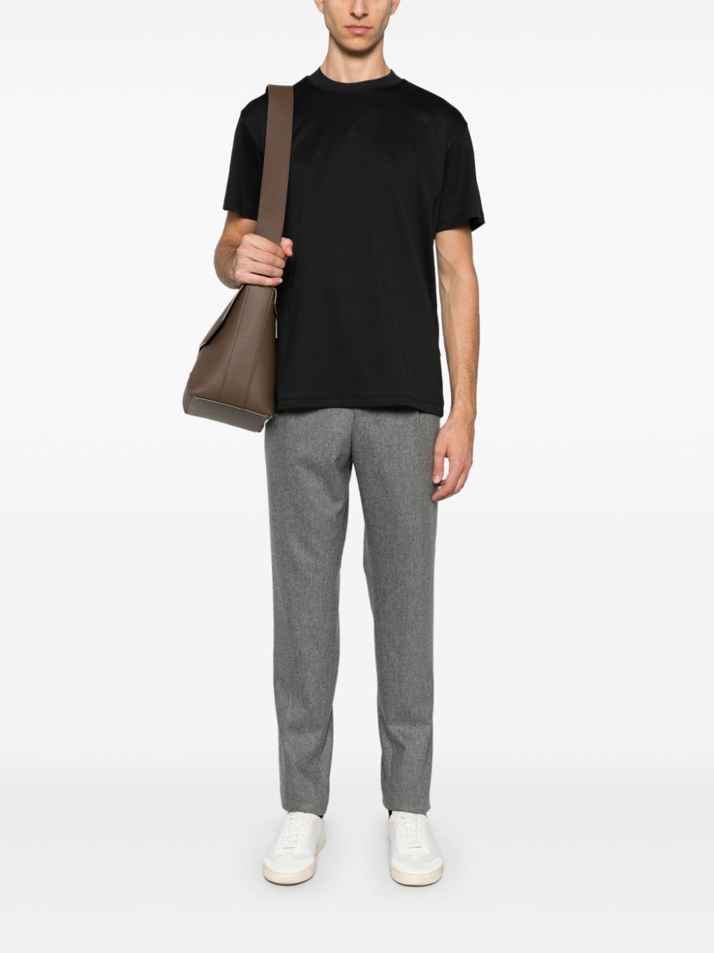 Maison-Kitsune Lardini logo-tag T-shirt Black Men T-Shirts