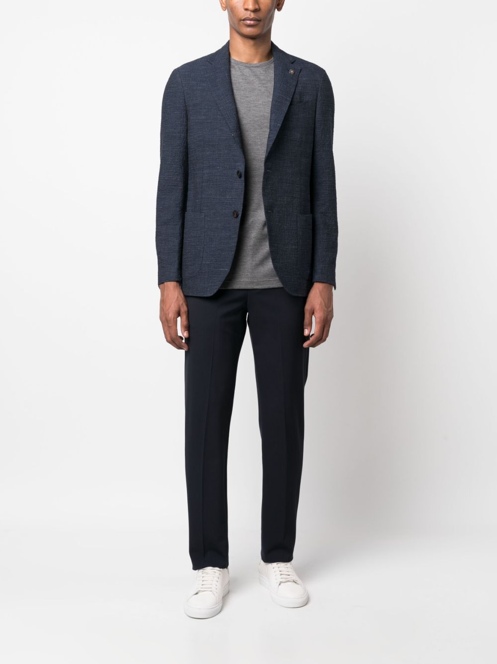 Lardini single-breasted textured-finish Blazer Blue Men Blazers Maison-Kitsune