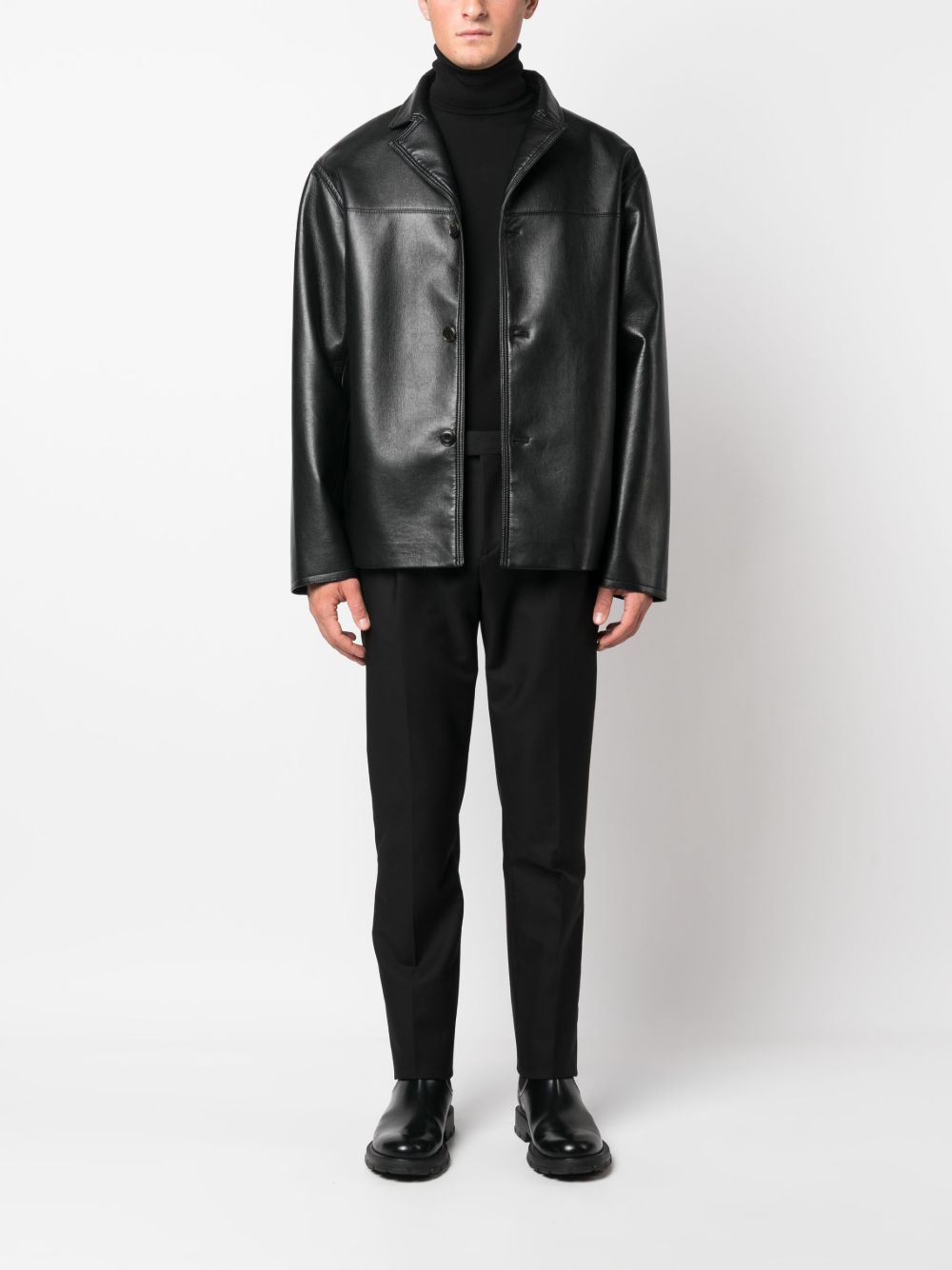 Maison-Kitsune Lardini pressed-crease tapered-leg Trousers Black Men Tapered Pants