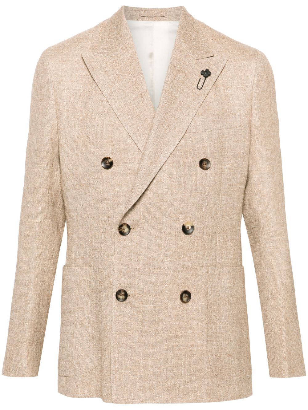 Lardini double-breasted Linen Blend Blazer Neutrals Men Blazers Maison-Kitsune