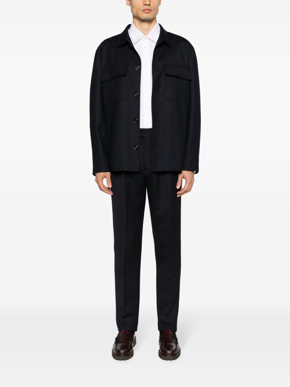 Men Tailored Pants Maison-Kitsune Lardini mid-rise Wool Tailored Trousers Blue