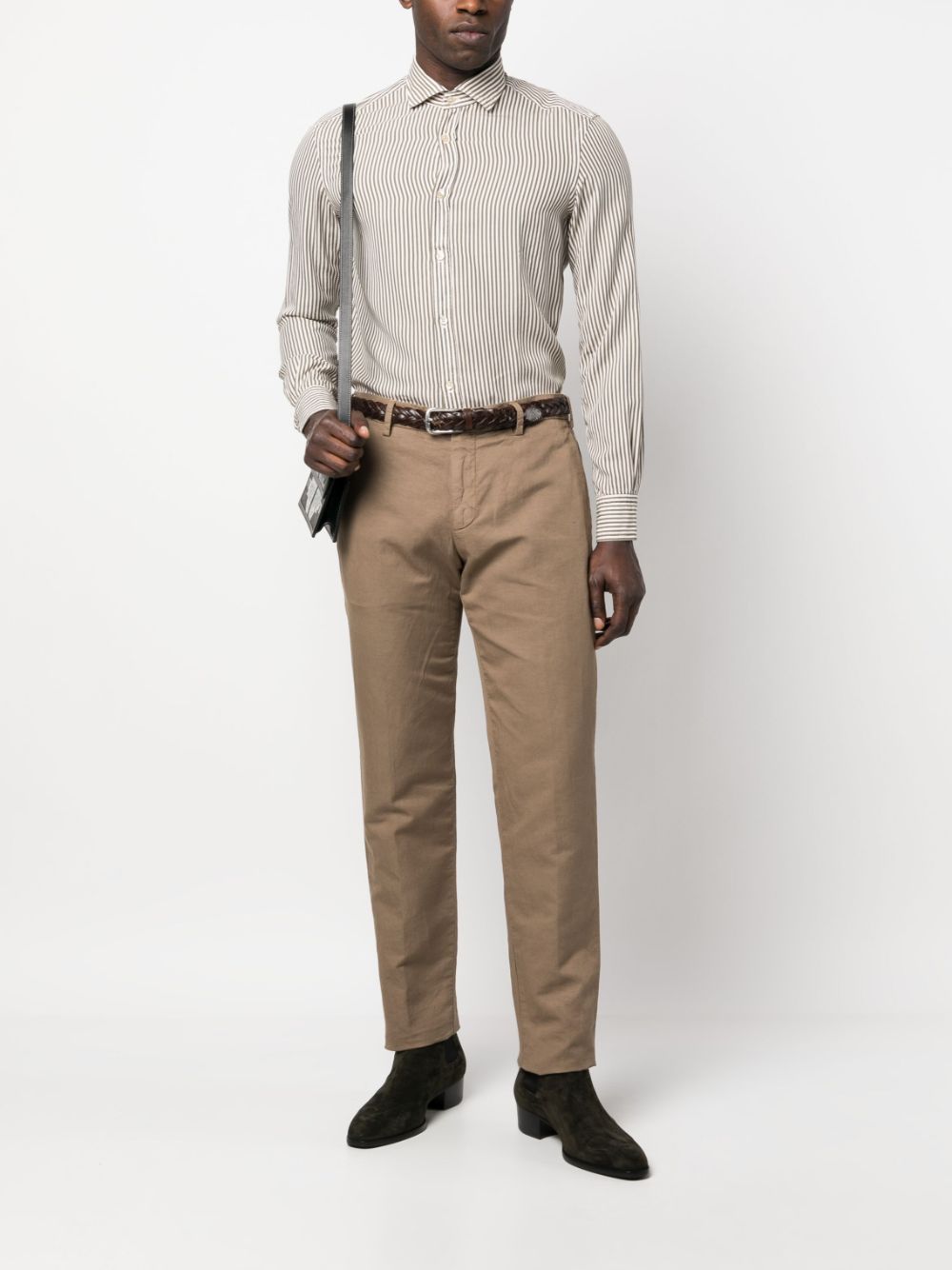Lardini straight-leg Linen Trousers Brown Maison-Kitsune Men Regular-Fit & Straight Leg Pants
