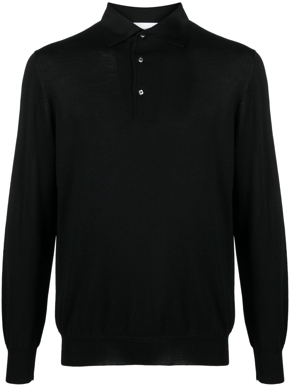 Maison-Kitsune Lardini fine-knit Wool Polo Shirt Black Men Polo Shirts