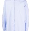 Men Shirts Maison-Kitsune Lardini Striped Poplin Cotton Shirt Blue