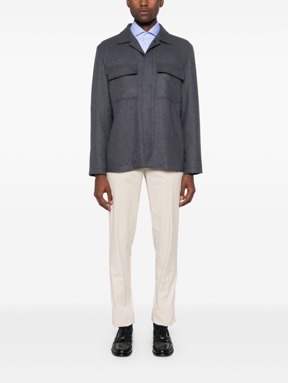 Men Shirt Jackets Maison-Kitsune Lardini pockets-detail Shirt Jacket Grey
