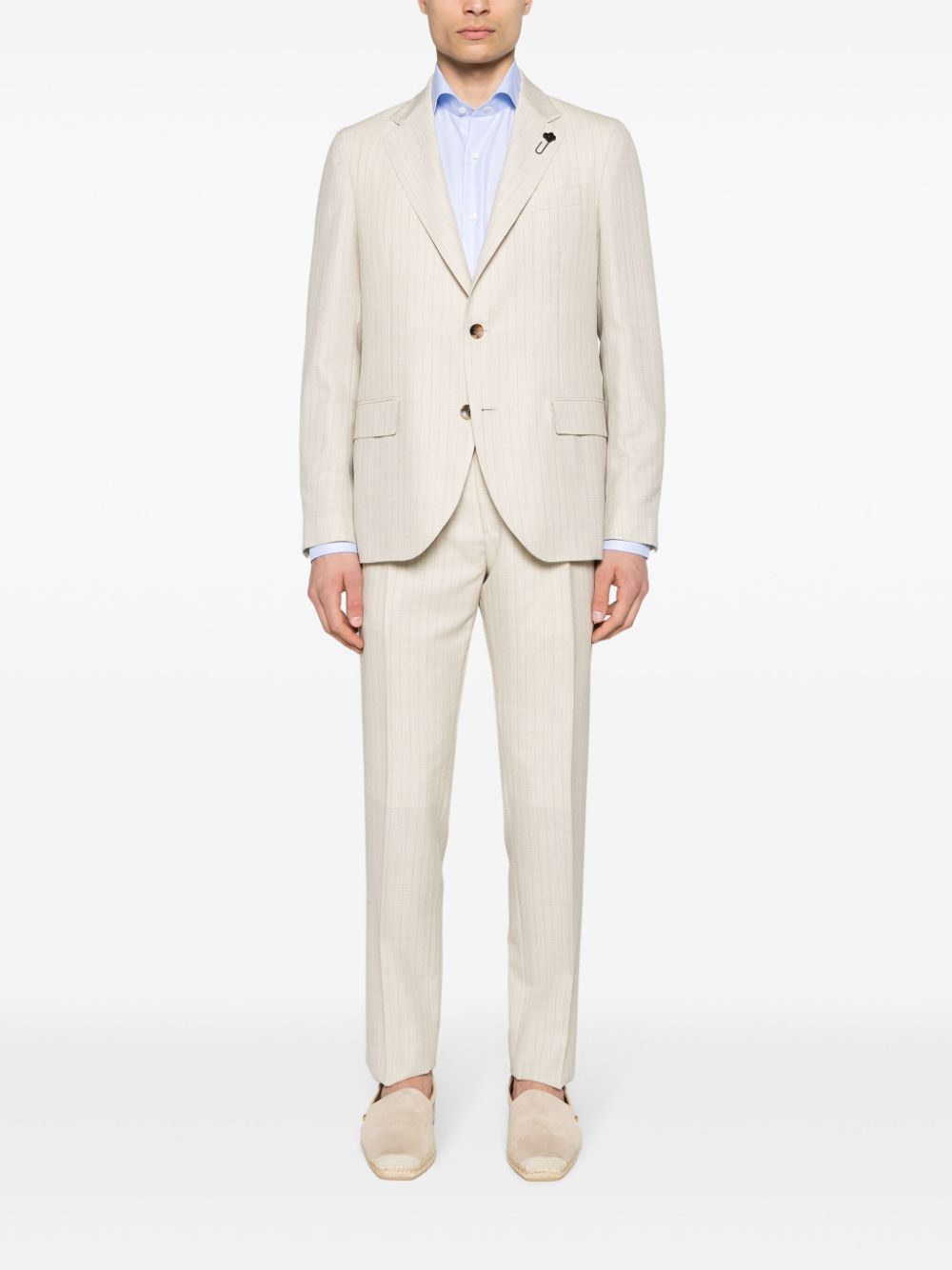 Lardini Pinstriped lightweight-wool Suit Neutrals Maison-Kitsune Men Single Breasted Suits